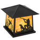 Meyda Lighting Duck Hunter With Dog 26" 4-Light Black Outdoor Pier Mount Light With Beige Art Shade Glass