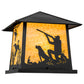 Meyda Lighting Duck Hunter With Dog 26" 4-Light Black Outdoor Pier Mount Light With Beige Art Shade Glass