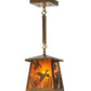 Meyda Lighting Ducks in Flight 10" Antique Copper Pendant Light With Amber Mica Shade Glass