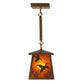 Meyda Lighting Ducks in Flight 10" Antique Copper Pendant Light With Amber Mica Shade Glass