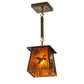 Meyda Lighting Ducks in Flight 10" Antique Copper Pendant Light With Amber Mica Shade Glass