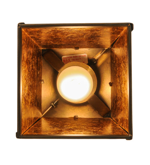 Meyda Lighting Ducks in Flight 10" Antique Copper Pendant Light With Amber Mica Shade Glass