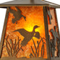Meyda Lighting Ducks in Flight 10" Antique Copper Pendant Light With Amber Mica Shade Glass