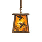 Meyda Lighting Ducks in Flight 10" Antique Copper Pendant Light With Amber Mica Shade Glass