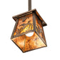 Meyda Lighting Ducks in Flight 10" Antique Copper Pendant Light With Amber Mica Shade Glass