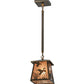 Meyda Lighting Ducks in Flight 10" Antique Copper Pendant Light With Silver Mica Shade Glass