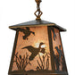 Meyda Lighting Ducks in Flight 10" Antique Copper Pendant Light With Silver Mica Shade Glass