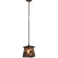 Meyda Lighting Ducks in Flight 10" Oil Rubbed Bronze Mini Pendant Light With Silver Mica Shade Glass