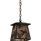 Meyda Lighting Ducks in Flight 10" Oil Rubbed Bronze Mini Pendant Light With Silver Mica Shade Glass