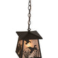 Meyda Lighting Ducks in Flight 10" Oil Rubbed Bronze Mini Pendant Light With Silver Mica Shade Glass