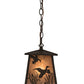 Meyda Lighting Ducks in Flight 10" Oil Rubbed Bronze Mini Pendant Light With Silver Mica Shade Glass