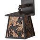 Meyda Lighting Ducks in Flight 10" Timeless Bronze Wall Sconce With Amber Mica Shade Glass