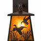 Meyda Lighting Ducks in Flight 10" Timeless Bronze Wall Sconce With Amber Mica Shade Glass