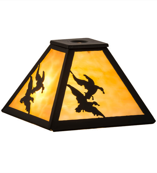 Meyda Lighting Ducks in Flight 11" Textured Black Frame and Beige Shade Glass