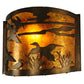 Meyda Lighting Ducks in Flight 12" Antique Copper Wall Sconce With Amber Mica Shade Glass