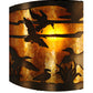 Meyda Lighting Ducks in Flight 12" Antique Copper Wall Sconce With Amber Mica Shade Glass