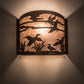 Meyda Lighting Ducks in Flight 12" Antique Copper Wall Sconce With Silver Mica Shade Glass