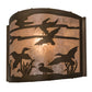 Meyda Lighting Ducks in Flight 12" Antique Copper Wall Sconce With Silver Mica Shade Glass