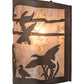 Meyda Lighting Ducks in Flight 12" Antique Copper Wall Sconce With Silver Mica Shade Glass