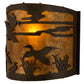 Meyda Lighting Ducks in Flight 12" Timeless Bronze Wall Sconce With Amber Mica Shade Glass