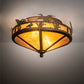 Meyda Lighting Ducks in Flight 16" 2-Light Antique Copper Flush Mount Light With Amber Mica Shade Glass