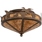 Meyda Lighting Ducks in Flight 16" 2-Light Antique Copper Flush Mount Light With Amber Mica Shade Glass