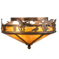 Meyda Lighting Ducks in Flight 16" 2-Light Antique Copper Flush Mount Light With Amber Mica Shade Glass