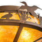 Meyda Lighting Ducks in Flight 16" 2-Light Antique Copper Flush Mount Light With Amber Mica Shade Glass