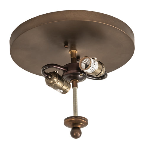 Meyda Lighting Ducks in Flight 16" 2-Light Antique Copper Flush Mount Light With Amber Mica Shade Glass
