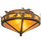 Meyda Lighting Ducks in Flight 16" 2-Light Antique Copper Flush Mount Light With Amber Mica Shade Glass