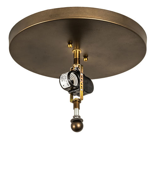 Meyda Lighting Ducks in Flight 16" 2-Light Antique Copper Flush Mount Light With Silver Mica Shade Glass