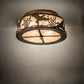 Meyda Lighting Ducks in Flight 16" 2-Light Antique Copper Flush Mount Light With Silver Mica Shade Glass