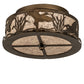 Meyda Lighting Ducks in Flight 16" 2-Light Antique Copper Flush Mount Light With Silver Mica Shade Glass