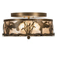 Meyda Lighting Ducks in Flight 16" 2-Light Antique Copper Flush Mount Light With Silver Mica Shade Glass