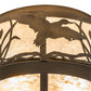 Meyda Lighting Ducks in Flight 16" 2-Light Antique Copper Flush Mount Light With Silver Mica Shade Glass