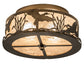 Meyda Lighting Ducks in Flight 16" 2-Light Antique Copper Flush Mount Light With Silver Mica Shade Glass