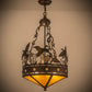 Meyda Lighting Ducks in Flight 16" 2-Light Antique Copper Inverted Pendant Light With Amber Mica Shade Glass