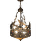 Meyda Lighting Ducks in Flight 16" 2-Light Antique Copper Inverted Pendant Light With Amber Mica Shade Glass