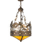 Meyda Lighting Ducks in Flight 16" 2-Light Antique Copper Inverted Pendant Light With Amber Mica Shade Glass