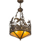 Meyda Lighting Ducks in Flight 16" 2-Light Antique Copper Inverted Pendant Light With Amber Mica Shade Glass