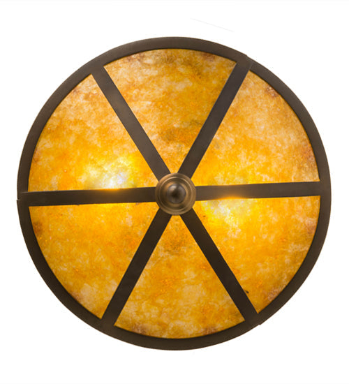 Meyda Lighting Ducks in Flight 16" 2-Light Antique Copper Inverted Pendant Light With Amber Mica Shade Glass