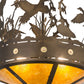 Meyda Lighting Ducks in Flight 16" 2-Light Antique Copper Inverted Pendant Light With Amber Mica Shade Glass