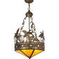 Meyda Lighting Ducks in Flight 16" 2-Light Antique Copper Inverted Pendant Light With Amber Mica Shade Glass