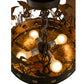 Meyda Lighting Ducks in Flight 16" 4-Light Antique Copper Flush Mount Light With Amber Mica Shade Glass