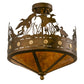 Meyda Lighting Ducks in Flight 16" 4-Light Antique Copper Flush Mount Light With Amber Mica Shade Glass