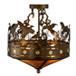 Meyda Lighting Ducks in Flight 16" 4-Light Antique Copper Flush Mount Light With Amber Mica Shade Glass