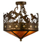Meyda Lighting Ducks in Flight 16" 4-Light Antique Copper Flush Mount Light With Amber Mica Shade Glass