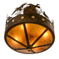 Meyda Lighting Ducks in Flight 16" 4-Light Antique Copper Flush Mount Light With Amber Mica Shade Glass
