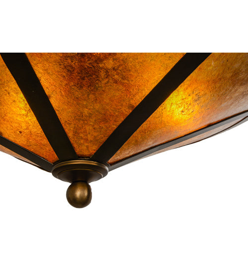 Meyda Lighting Ducks in Flight 16" 4-Light Antique Copper Flush Mount Light With Amber Mica Shade Glass