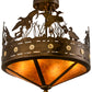 Meyda Lighting Ducks in Flight 16" 4-Light Antique Copper Flush Mount Light With Amber Mica Shade Glass
